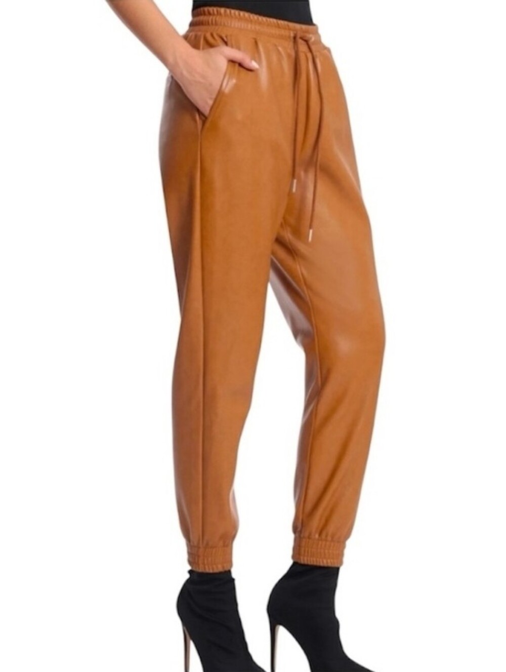 BAGATELLE Collection - Cognac Faux Leather Joggers Sz. M - NWOT